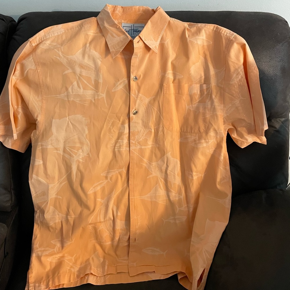 Guy Harvey orange fish mens shirt large